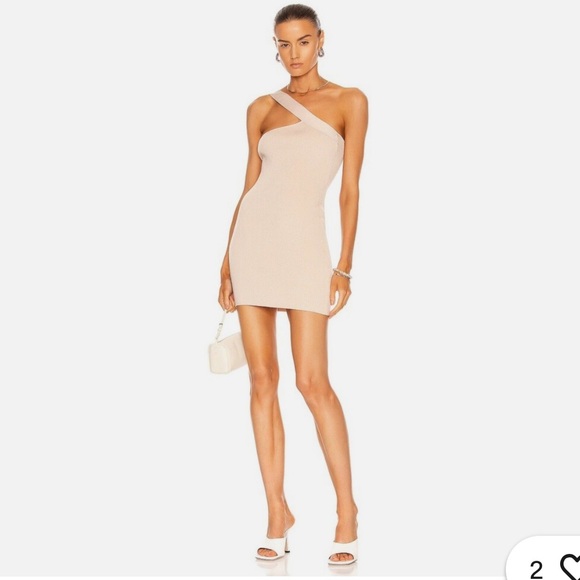 Gauge81 Elegant Beige One-Shoulder Dress - Picture 1 of 5